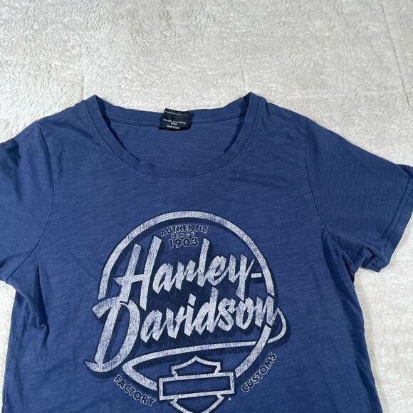 Harley Davidson Women’s Navy Scoop Neck Tee T Shirt - Picture 2 of 6